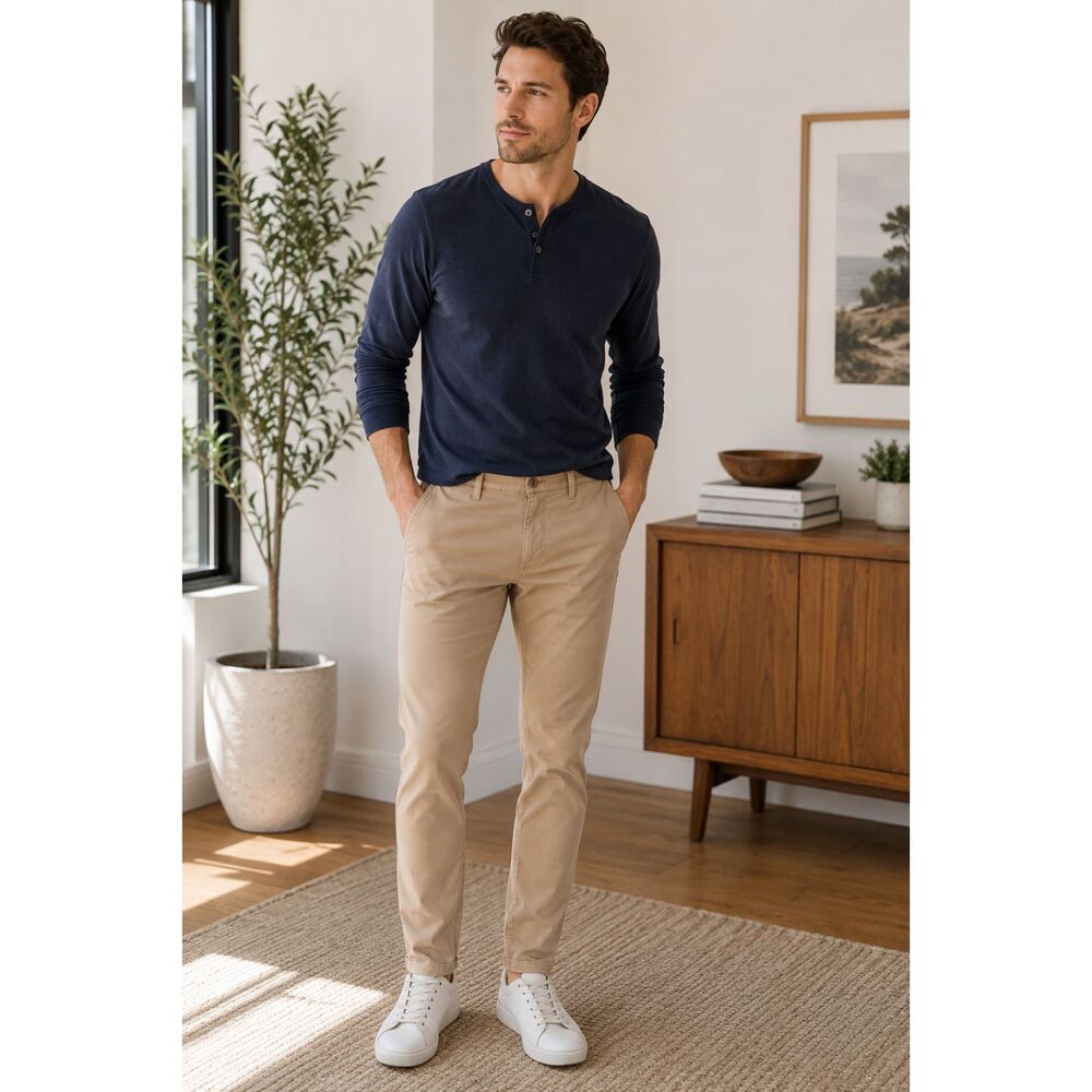 NWT Banana Republic Slim Fit Khaki Pants Men's 32x32 Beige Stretch Casual Chinos